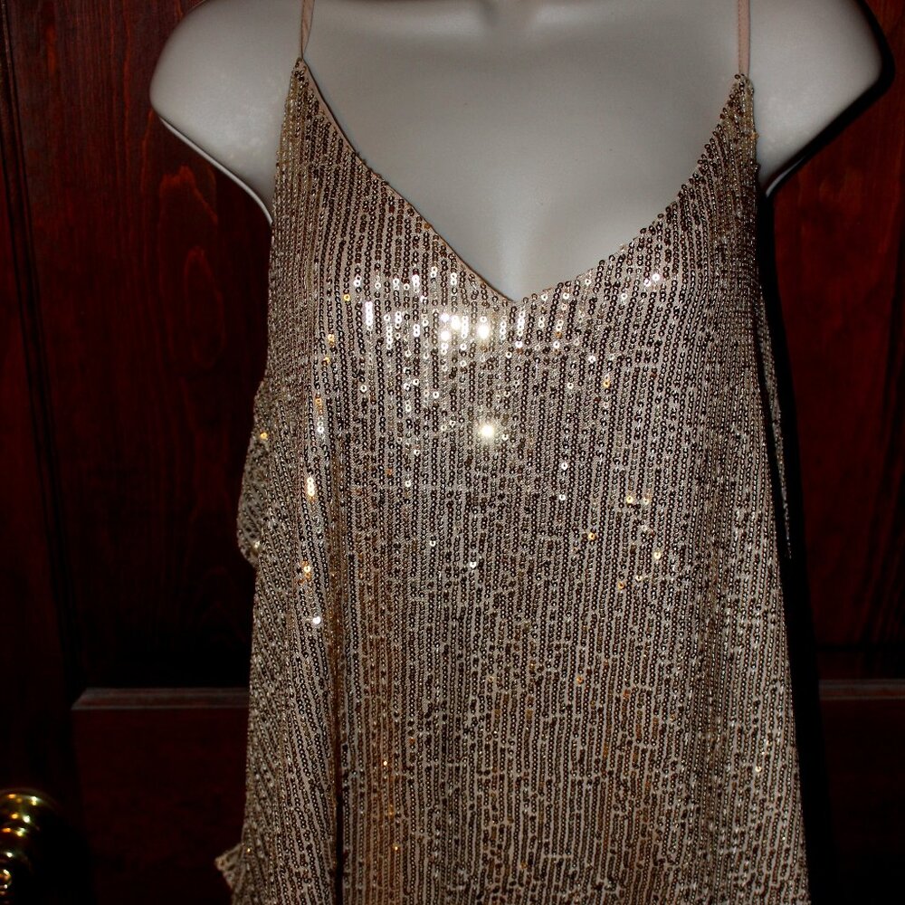 Gold Sequin Spaghetti Strap Cami